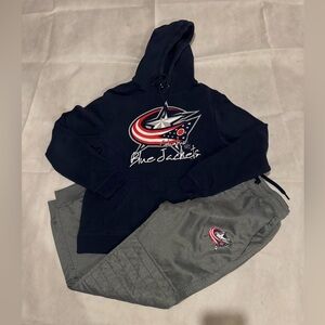 Men’s Large NHL Blue Jackets jogger set.  Good condition